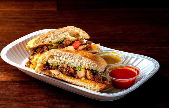 Torta with side sauces